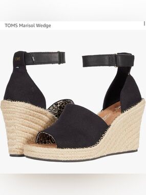 Tom’s Black Marisol Espadrille Wedge Sandals